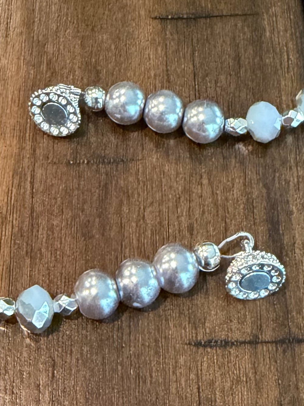 NWOT - Gray faux pearl earrings and necklace set. Magnetic clasp.